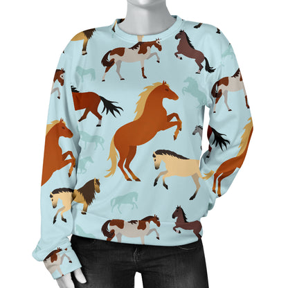 Horse Cute Themed Pattern Print Women Long Sleeve Sweatshirt