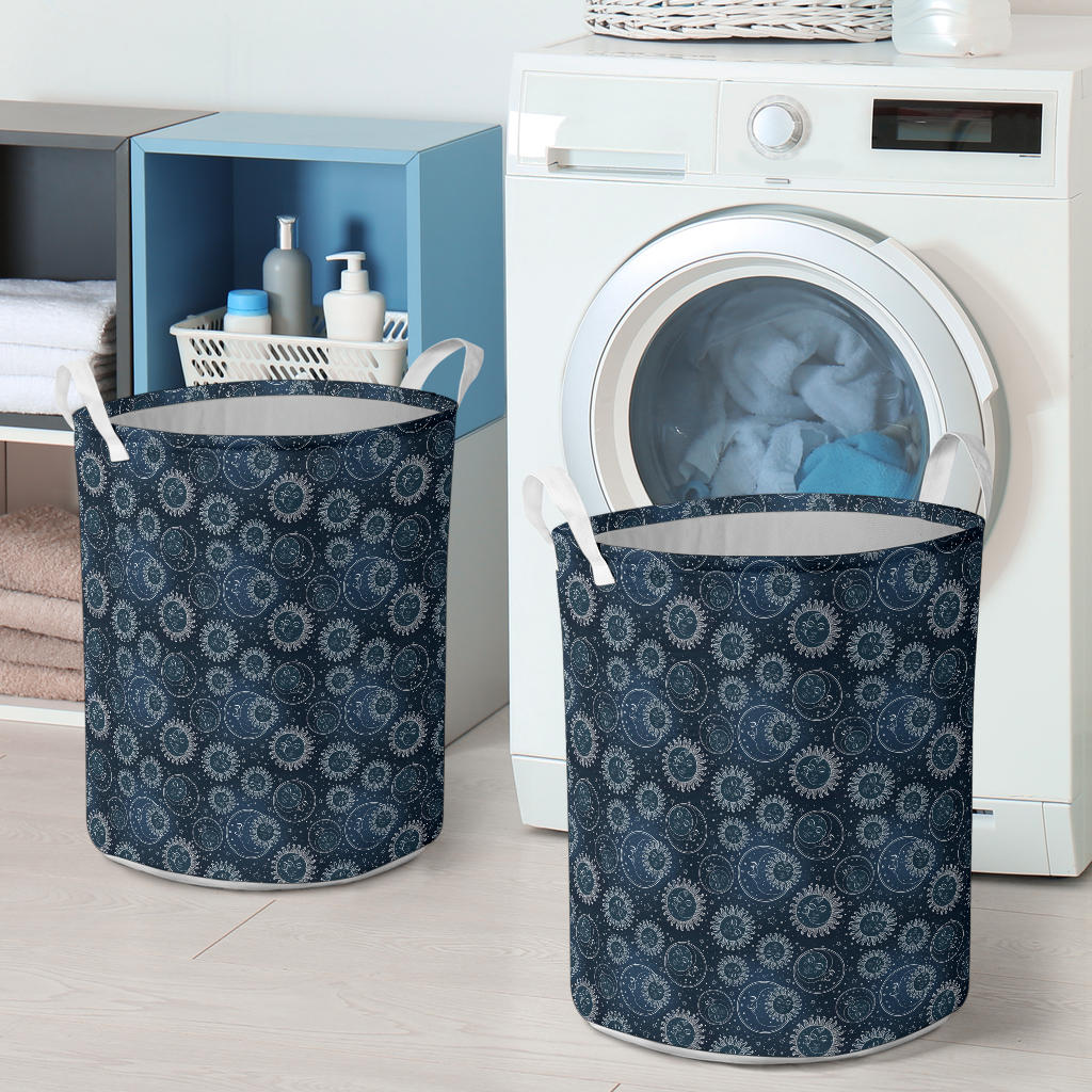 Sun Moon Tattoo Design Themed Print Laundry Basket