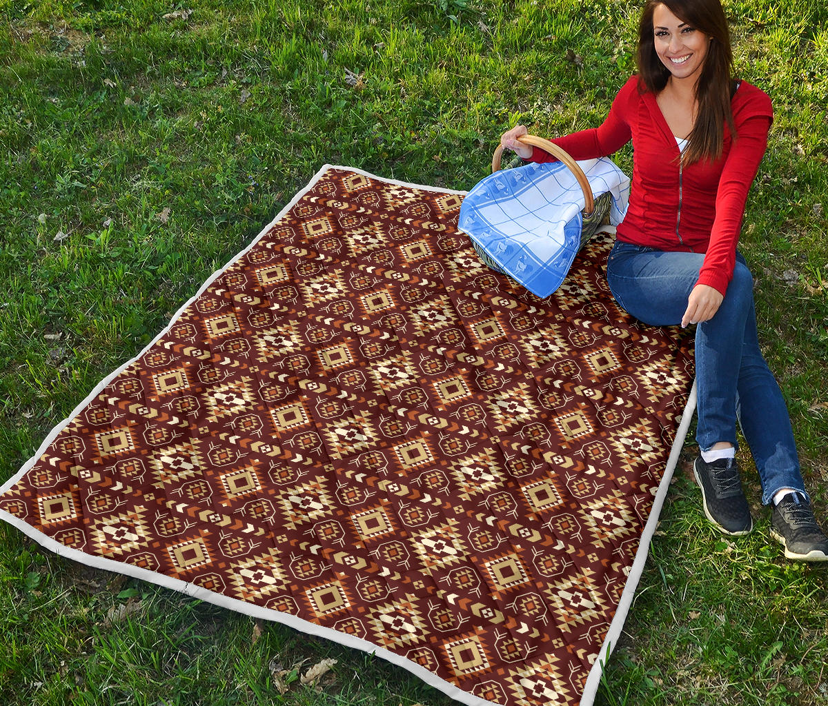Navajo Native Color Print Pattern Quilt Bedspread