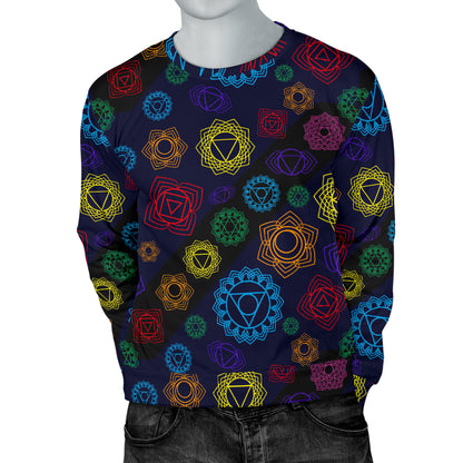 Chakra Colorful Print Pattern Men Long Sleeve Sweatshirt