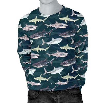 Shark Pattern Print Men Long Sleeve Sweatshirt
