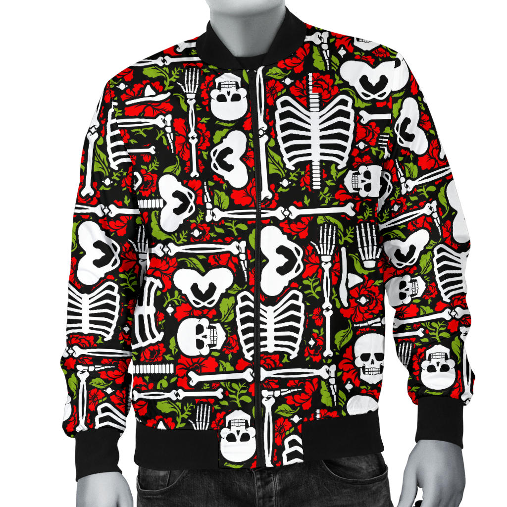 Skeleton Pattern Print Men Bomber Jacket