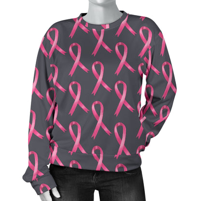 Breast Cancer Awareness Pattern Women Long Sleeve Sweatshirt