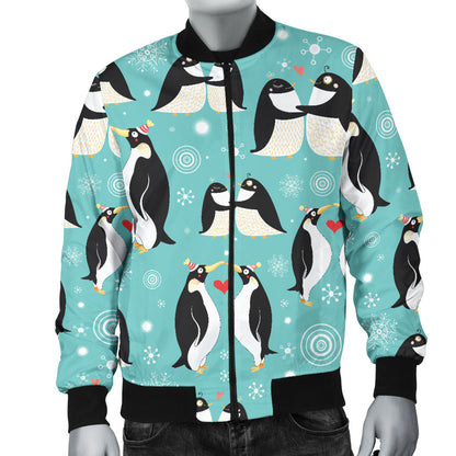 Penguin Love Print Men Bomber Jacket