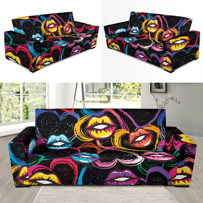 Pop Art Lip Pattern Print Design A03 Sofa Slipcover