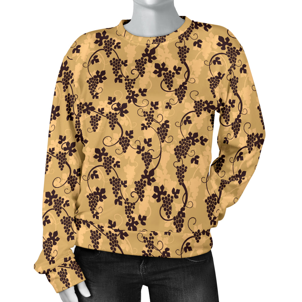 Wine Grape Design Print Women Long Sleeve Sweatshirt