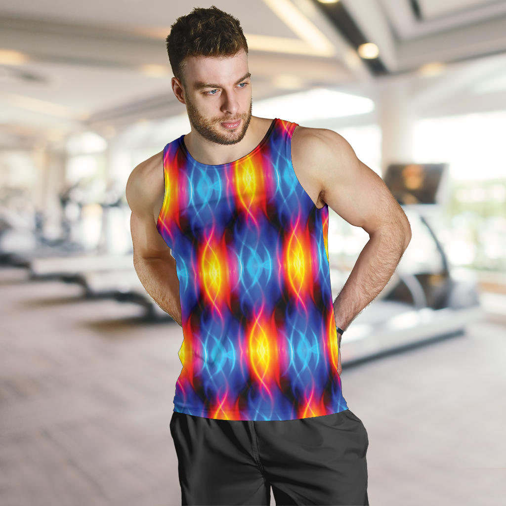 Flame Fire Blue Design Print Men Tank Top