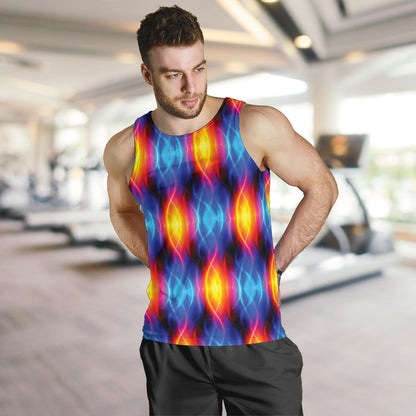 Flame Fire Blue Design Print Men Tank Top