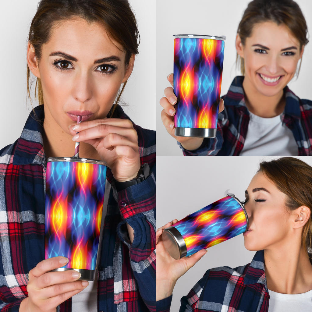 Flame Fire Blue Design Print Tumbler