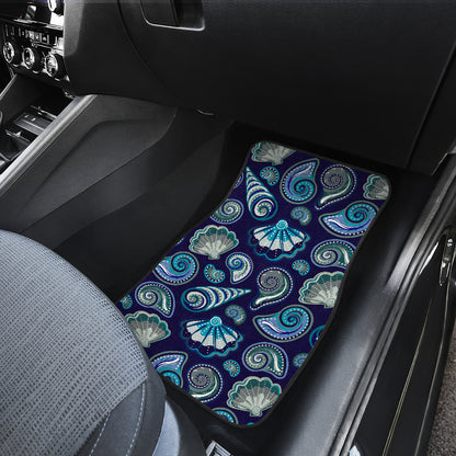 Beach Seashell Blue Print Car Floor Mats Front Back