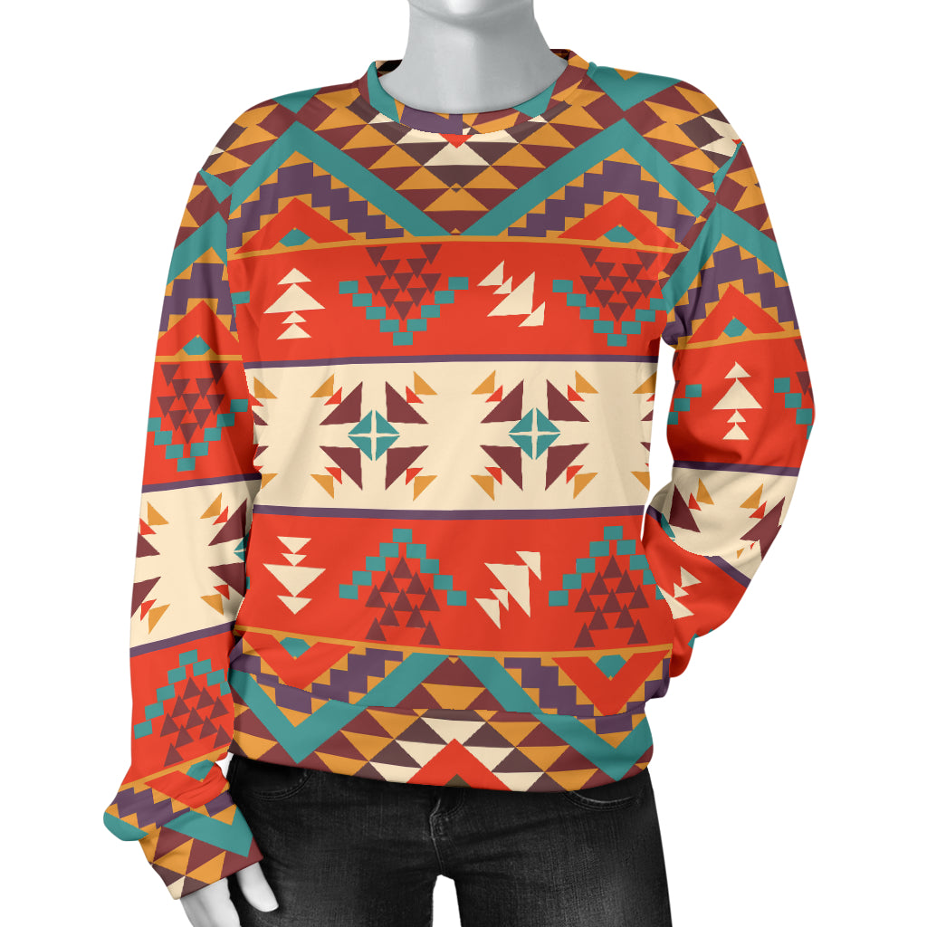 Aztec Red Print Pattern Women Long Sleeve Sweatshirt