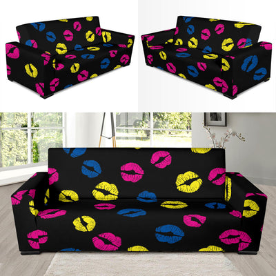 Lip Neon Color Pattern Print Design 01 Sofa Slipcover