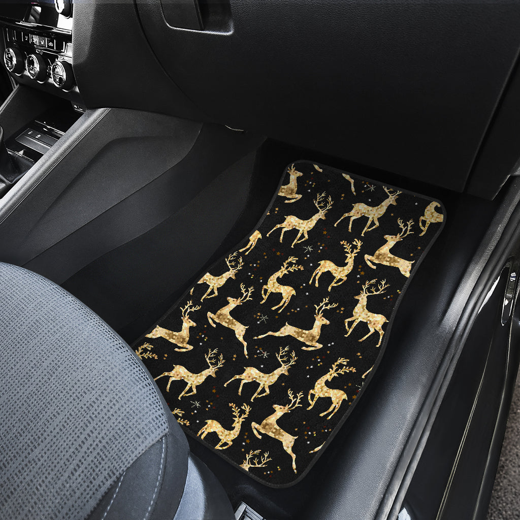 Deer Gold Pattern Car Floor Mats Front Back
