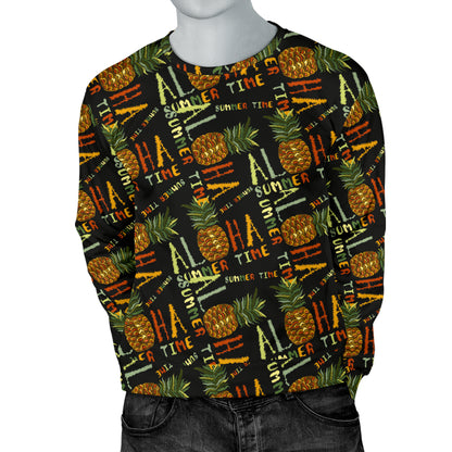 Aloha Hawaii Time Design Themed Print Men Long Sleeve Sweatshirt