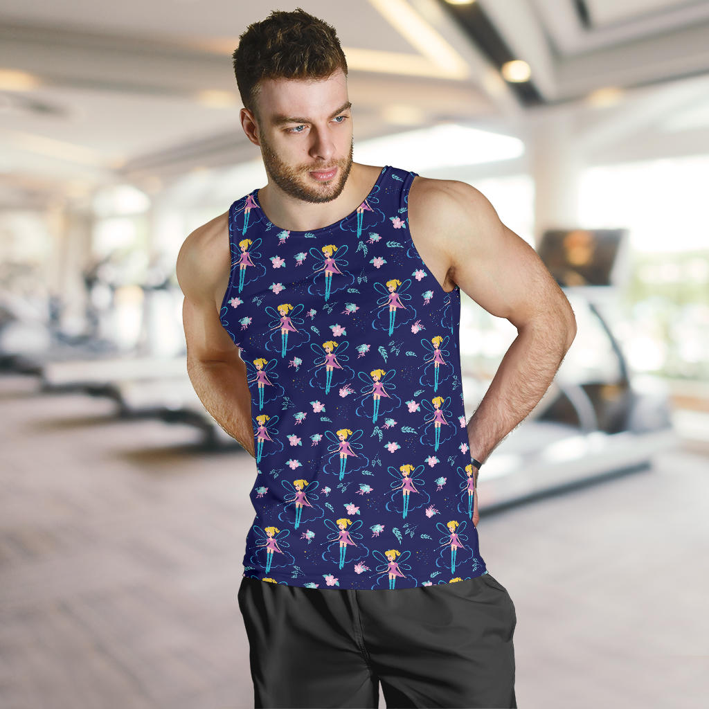 Fairy Cartoon Style Print Pattern Men Tank Top
