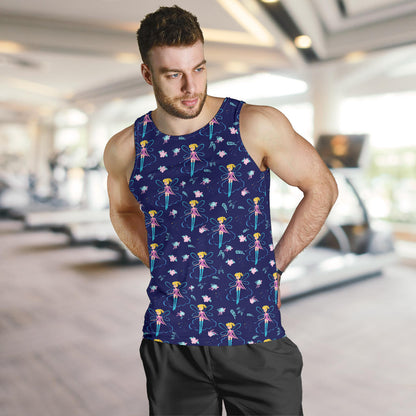 Fairy Cartoon Style Print Pattern Men Tank Top
