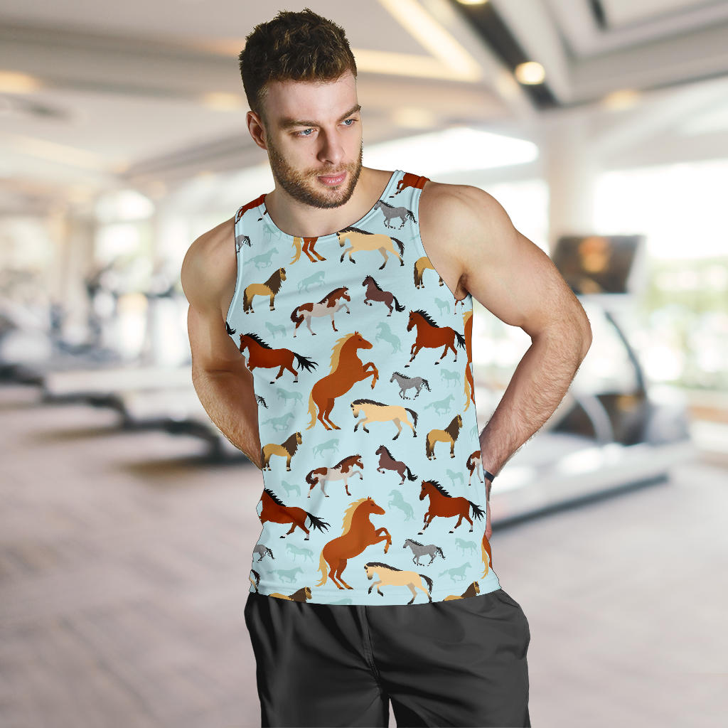 Horse Cute Themed Pattern Print Men Tank Top