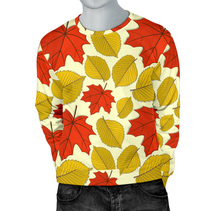 Elm Maple Leave Print Pattern Men Long Sleeve Sweatshirt