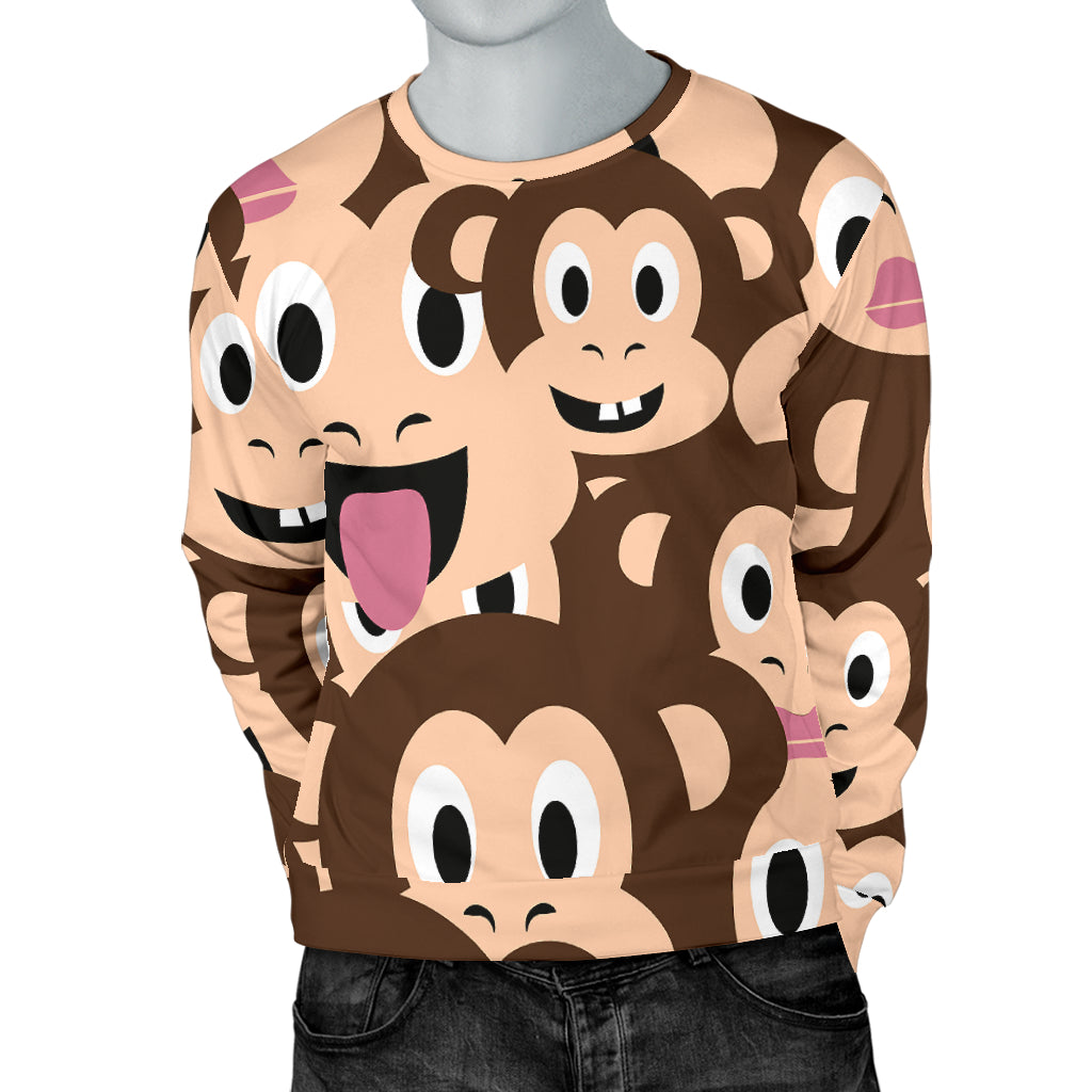 Emoji Monkey Print Pattern Men Long Sleeve Sweatshirt