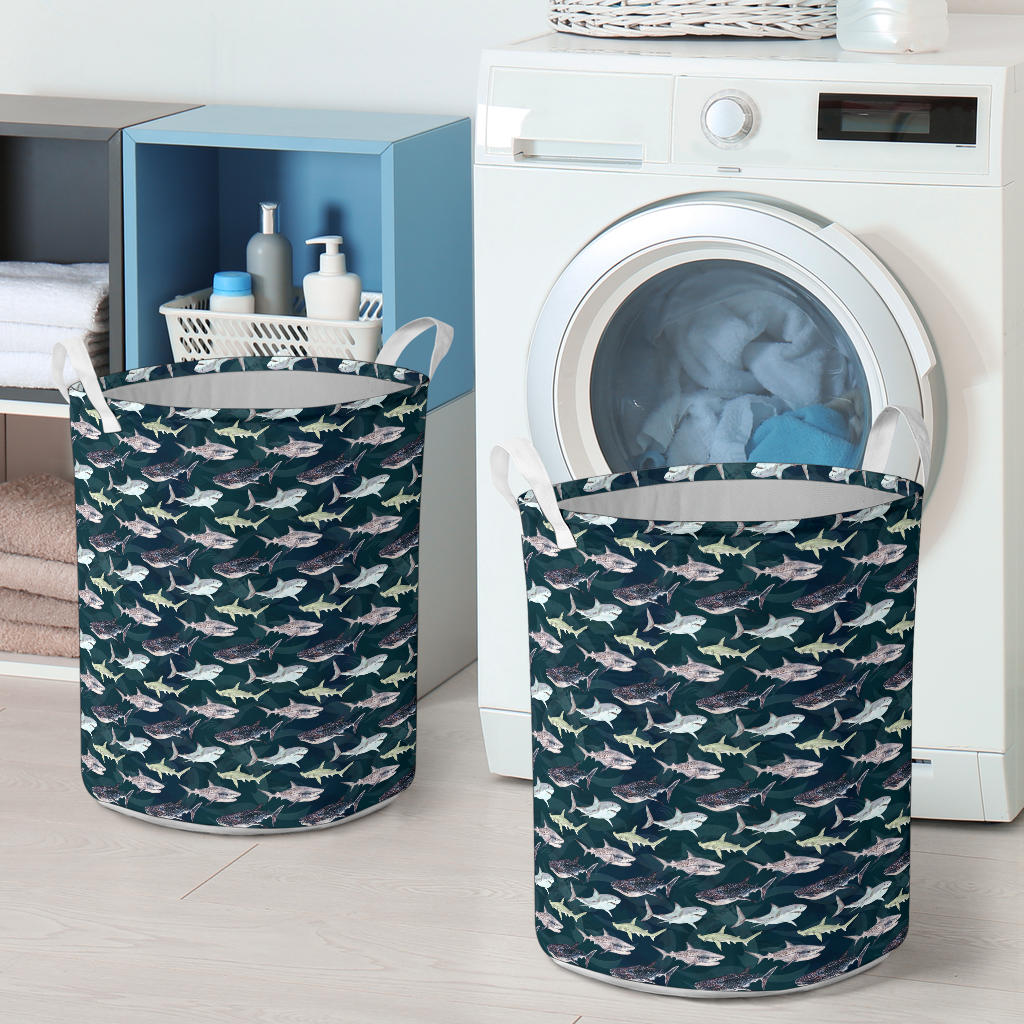 Shark Pattern Print Laundry Basket