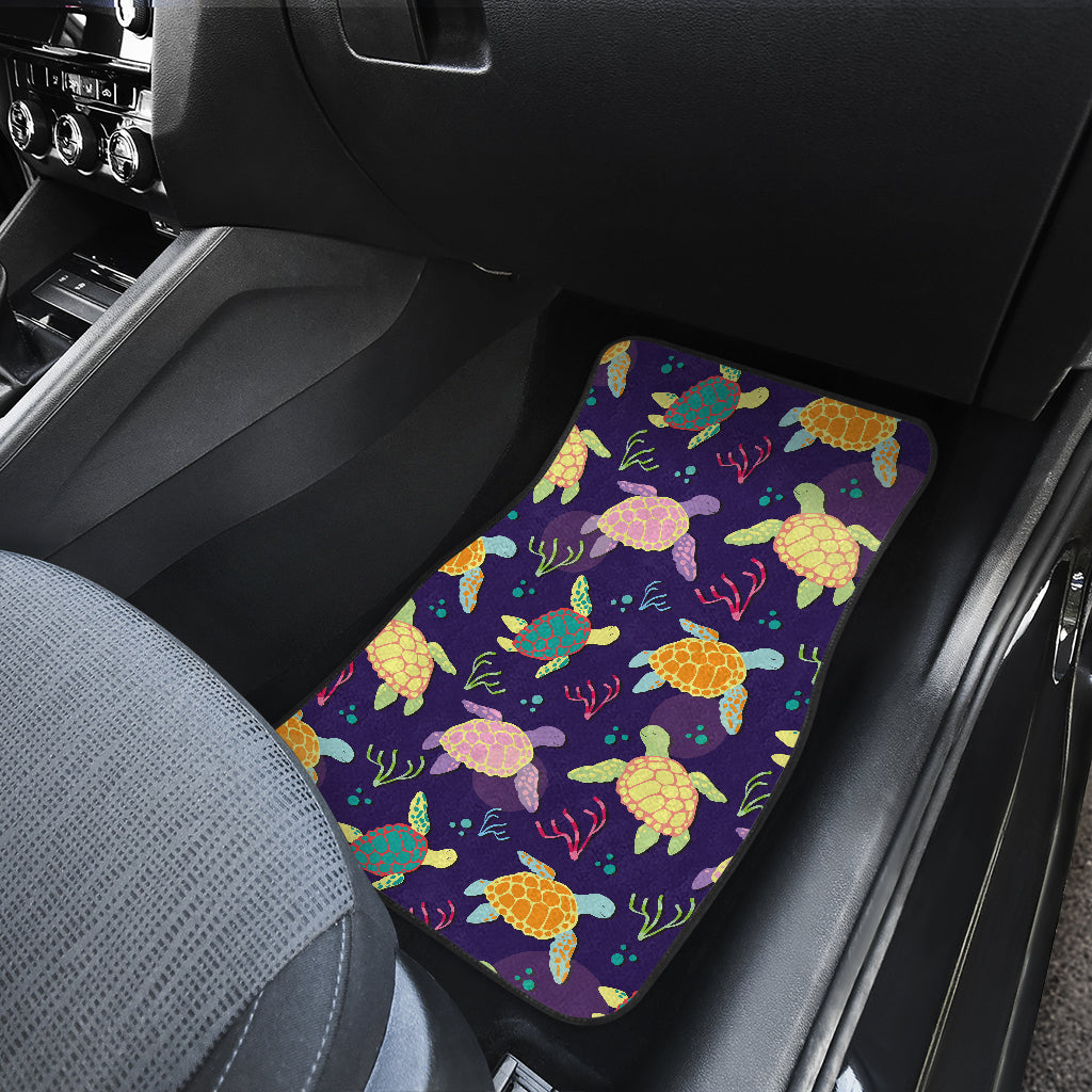 Sea Turtle Color Smile Car Floor Mats Front Back