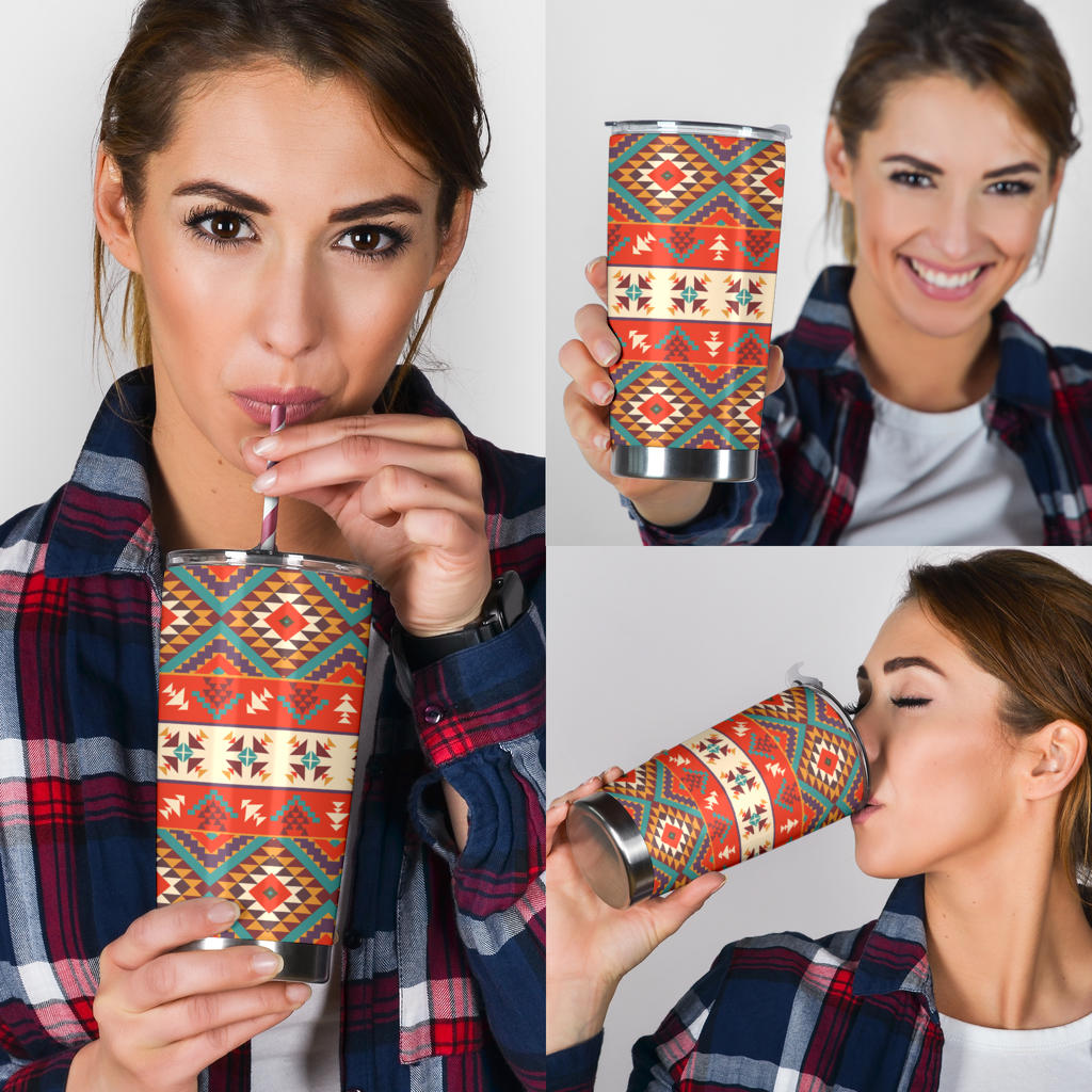 Aztec Red Print Pattern Tumbler