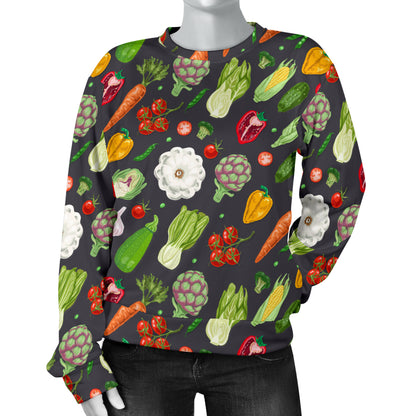 Vegan Pattern Themed Design Print Women Long Sleeve Sweatshirt