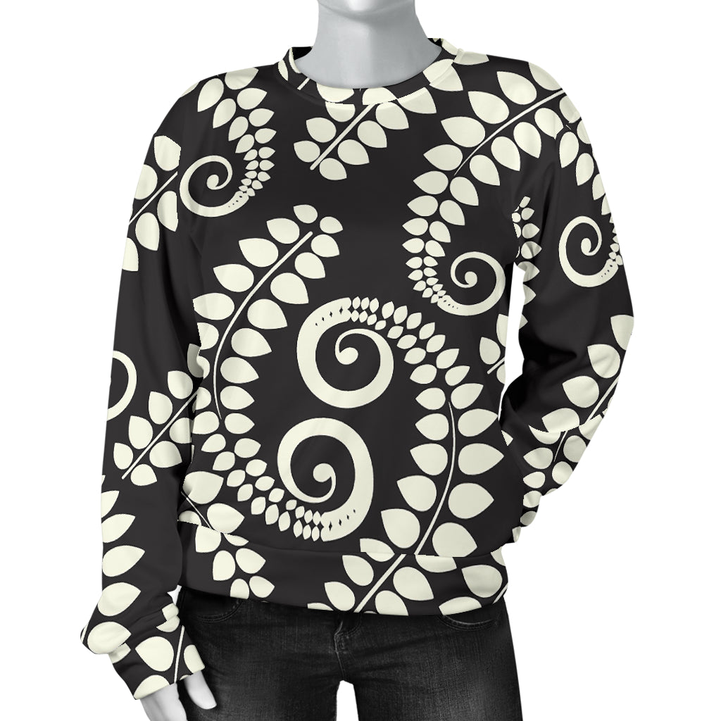 Fern Leave Print Pattern Women Long Sleeve Sweatshirt