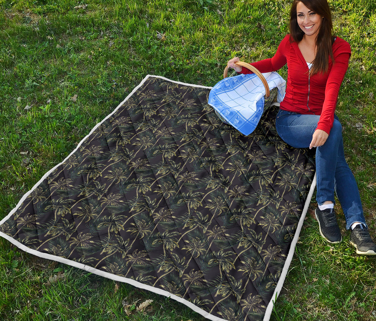 Palm Tree Background Design Print Quilt Bedspread