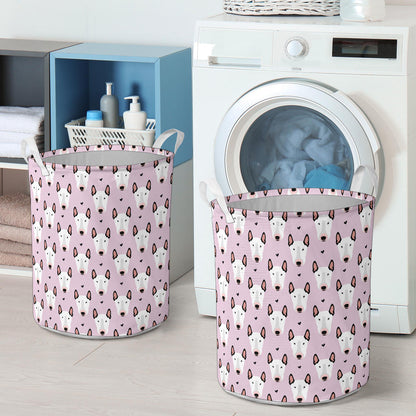 Bull Terrier Pink Print Pattern Laundry Basket