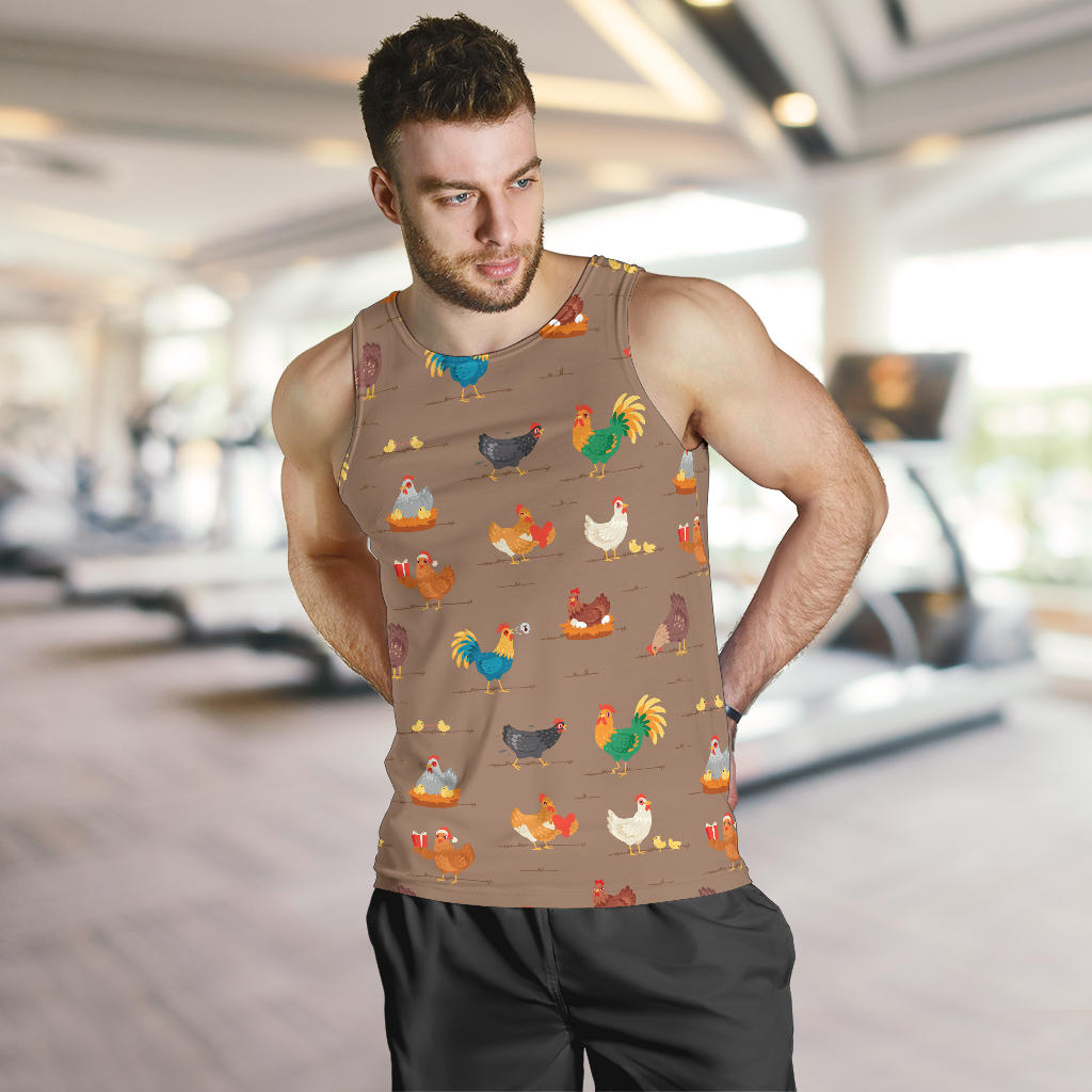 Chicken Happy Print Pattern Men Tank Top