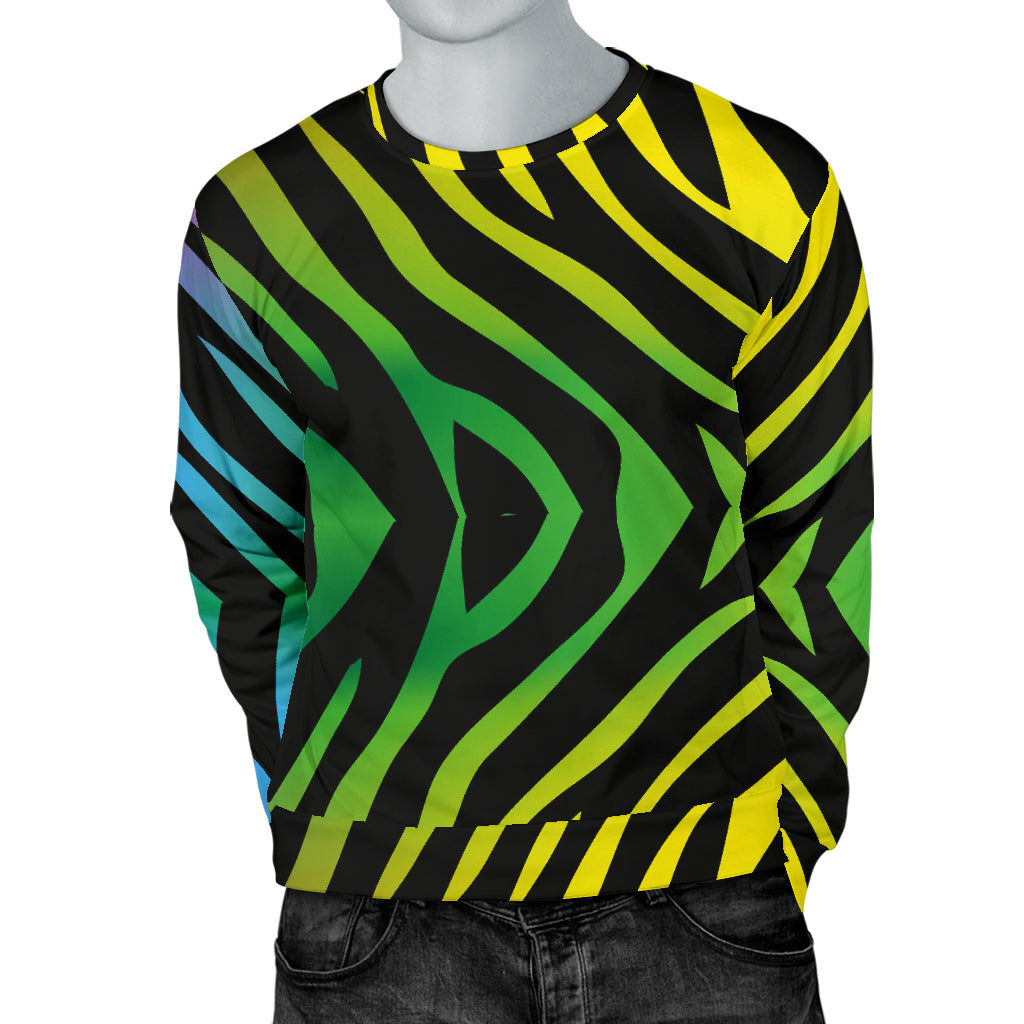 Rainbow Zebra Themed Print Men Long Sleeve Sweatshirt