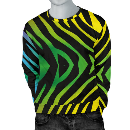 Rainbow Zebra Themed Print Men Long Sleeve Sweatshirt