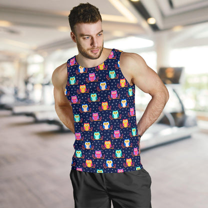 Owl Cute Themed Design Print Men Tank Top