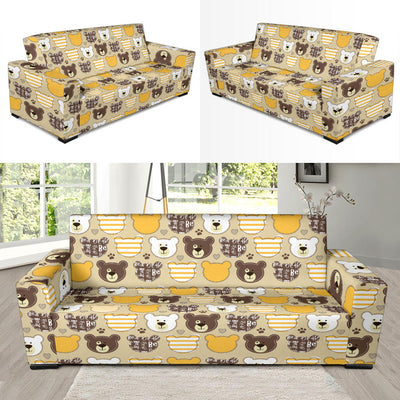 Bear PatchworkPattern Print Design 01 Sofa Slipcover