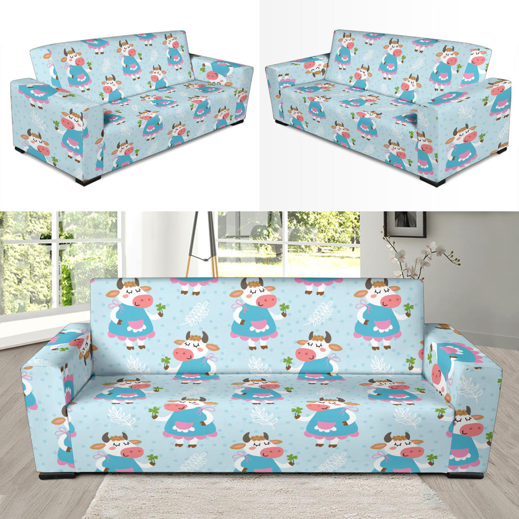 Cattle Happy Pattern Print Design 03 Sofa Slipcover