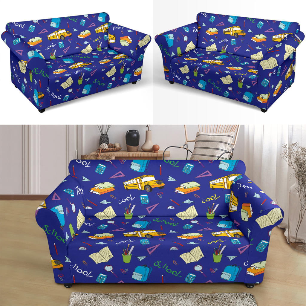 School Bus Print Design LKS307 Loveseat Couch Slipcover