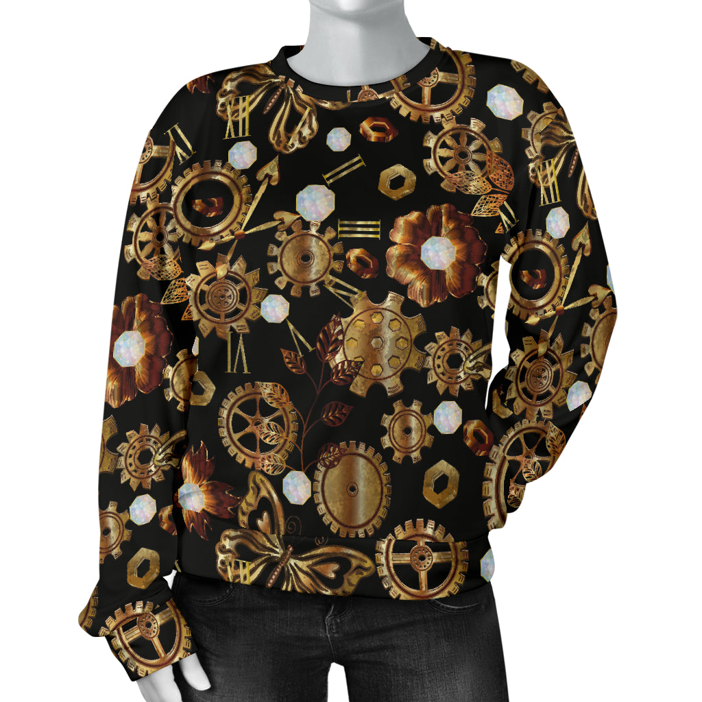 Steampunk Butterfly Design Themed Print Women Long Sleeve Sweatshirt