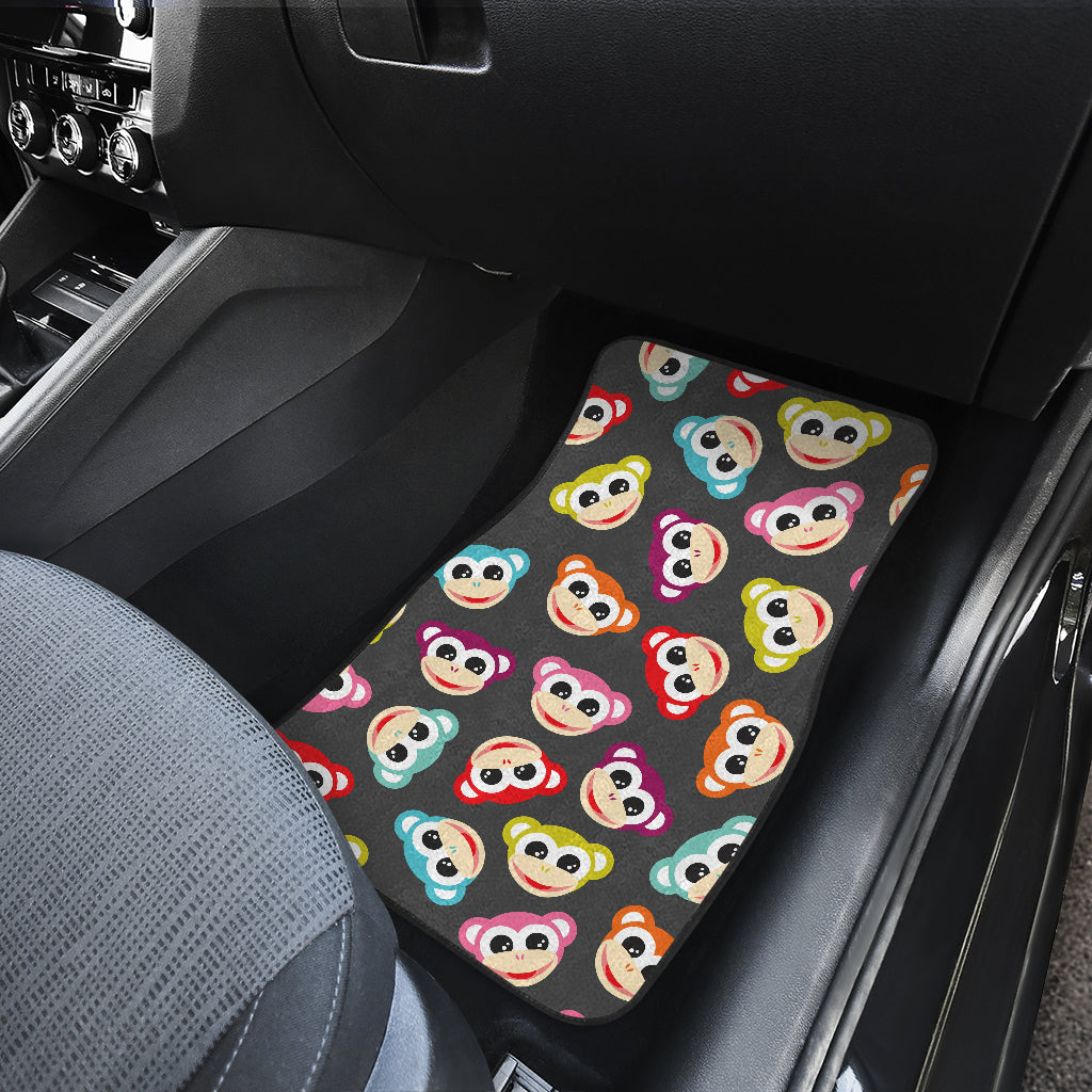 Monkey Head Design Themed Print Car Floor Mats Front Back
