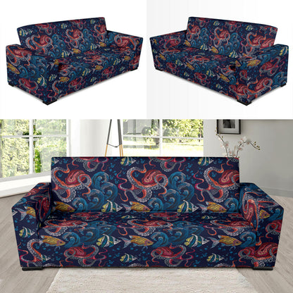 Underwater Giant Squid Print Design LKS302 Sofa Slipcover
