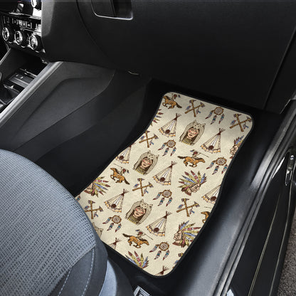 Native Indian Pattern Design Print Car Floor Mats Front Back
