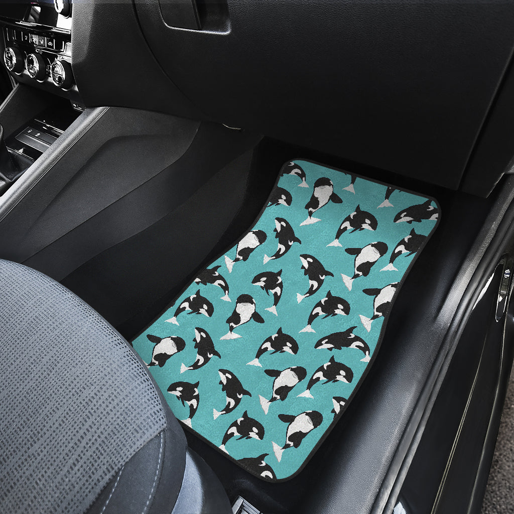 Whale Action Design Themed Print Car Floor Mats Front Back