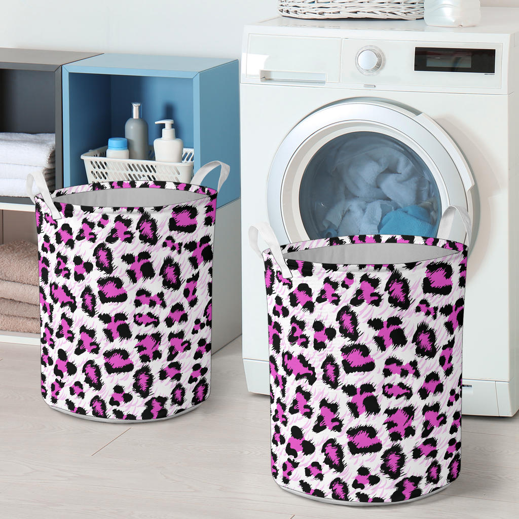 Leopard Pink Skin Print Laundry Basket