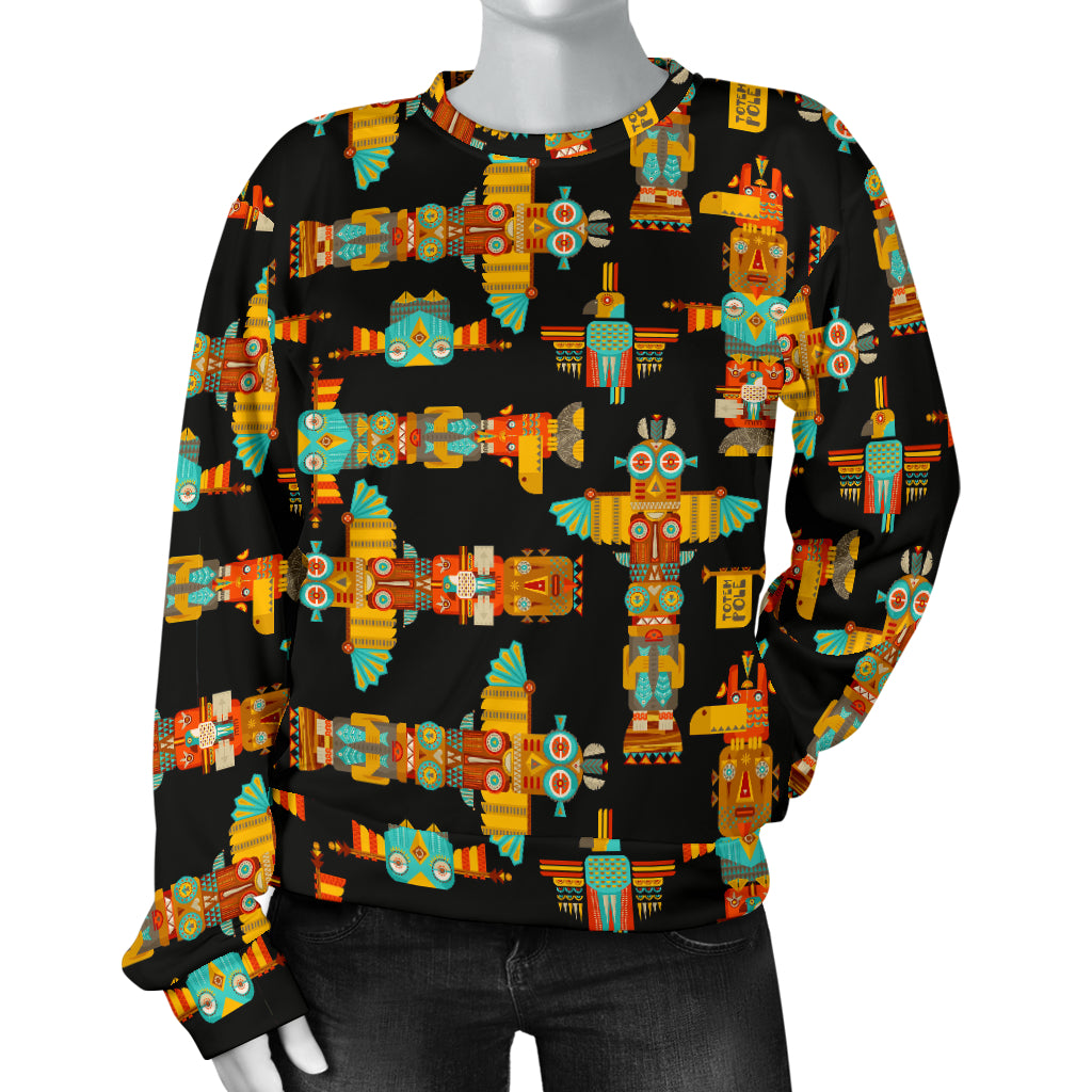 Totem Pole Cartoon Print Women Long Sleeve Sweatshirt