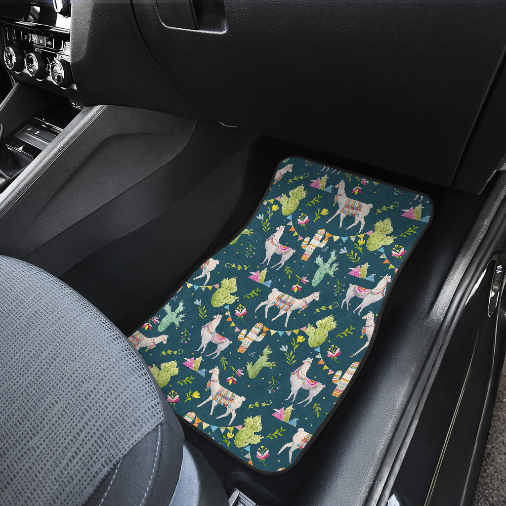Llama with Cactus Themed Print Car Floor Mats Front Back