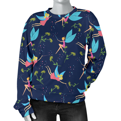 Fairy with flower Print Pattern Women Long Sleeve Sweatshirt