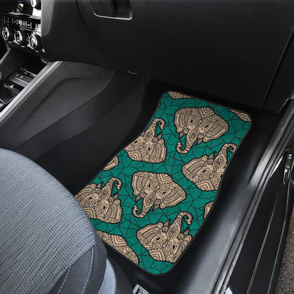 Boho Head Elephant Car Floor Mats Front Back