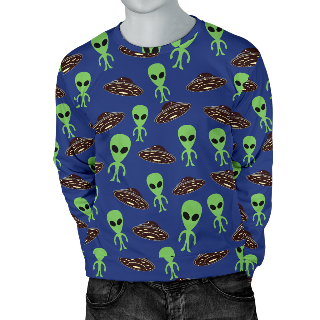 Alien Green UFO Pattern Men Long Sleeve Sweatshirt