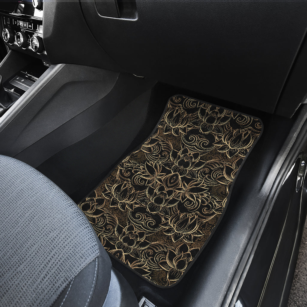 Lotus Gold Mandala Design Themed Car Floor Mats Front Back