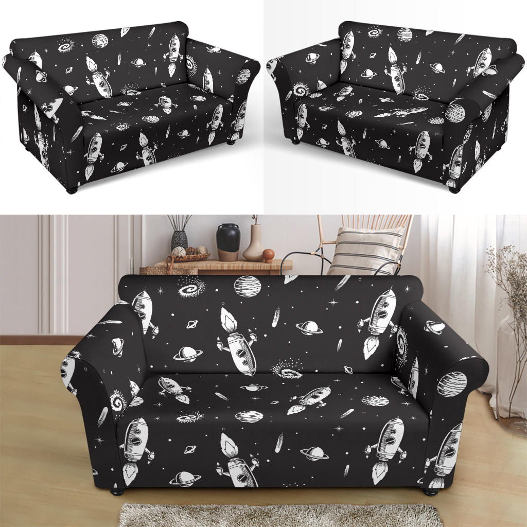Space Rocket Print Design LKS303 Loveseat Couch Slipcover
